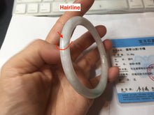 Load image into Gallery viewer, 59.4mm certified Type A 100% Natural sunny green white light purple slim round cut Jadeite Jade bangle PH211-3198
