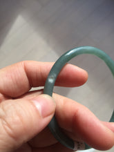 Load image into Gallery viewer, 58mm Certified Type A 100% Natural dark green/blue/gray with Guatemala slim round cut Jadeite bangle PE55-7024
