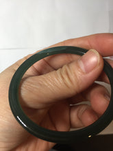 Load image into Gallery viewer, 49.5mm Certified Type A 100% Natural icy watery dark green/blue/gray Guatemala slim flat oval round cut Jadeite bangle PH21-2334
