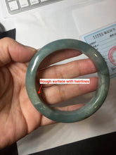 Load image into Gallery viewer, 57.2mm Certified type A 100% Natural oily dark green (老油青) blue gray black Mountains Afar (远山)Jadeite bangle PC258-0553
