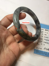 Load image into Gallery viewer, 54.5mm certified Type A 100% Natural dark green/black(青花)/red Jadeite Jade bangle PD119-6289
