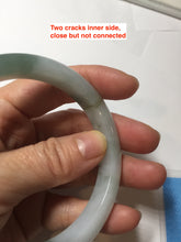 Load image into Gallery viewer, 57.5mm certified 100% natural Type A watermelon-rind green white Cool White Base with Misty Green Patches jadeite bangle PE18-2116
