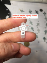 Load image into Gallery viewer, 100% Natural type A light green white with green floating flowers jadeite Jade cross shaped floral pendant necklace BS141
