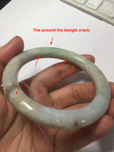 Load image into Gallery viewer, AllaboutjadeCanada.com only 56mm certified Type A 100% Natural sunny green/white/purple/brown(FU LU Shou) round cut Jadeite Jade bangle AF78-8925 Add on item
