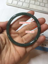 Load image into Gallery viewer, 57mm Certified Type A 100% Natural dark green/blue/gray with Guatemala slim round cut Jadeite bangle PE57-7064
