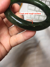 Load image into Gallery viewer, 57.4m certified 100% Natural dark green/black round cut nephrite (碧玉)  bangle HN183
