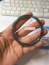 Load image into Gallery viewer, 53.8mm Certified Type A 100% Natural  icy watery dark green/blue/gray with Guatemala slim round cut Jadeite bangle PJ29-5620
