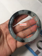 Load image into Gallery viewer, 54mm Certified Type A 100% Natural icy watery dark green/white//black Jadeite Jade bangle BM7-8579
