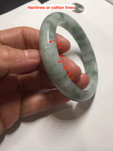 Load image into Gallery viewer, 58mm certified 100% natural Type A watermelon-rind green white Cool White Base with Misty Green Patches jadeite bangle PE33-2126
