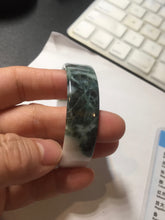 Load image into Gallery viewer, 48mm certified 100% natural type A dark green white purple Snowy Pine Forest square style jadeite bangle BH114-6910
