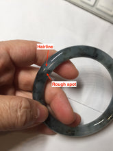 Load image into Gallery viewer, 56mm Certified Type A 100% Natural icy watery dark green/purple/gray round cut Jadeite bangle AA130-6924
