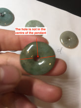 Load image into Gallery viewer, 25mm 100% Natural light green/blue/gray/yellow jadeite Jade Safety Guardian Button(donut) Pendant AR101

