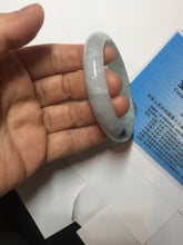 Load image into Gallery viewer, 52mm certified natural 100% natural Type A green white with green flying flowers oval jadeite jade bangle PB109-2439
