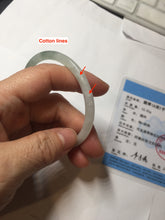 Load image into Gallery viewer, Sold !55.3mm Certified type A 100% Natural icy watery dark green white half mountain half water two-tone(半山半水) slim round cut Jadeite bangle BG218-8579
