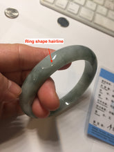 Load image into Gallery viewer, 59.2mm certified 100% natural Type A watermelon-rind green white Cool White Base with Misty Green Patches jadeite bangle PE32-2125
