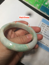 Load image into Gallery viewer, 54.7mm 100% natural Type A sunny green/brown/white jadeite jade bangle R95-3317
