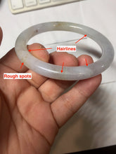 Load image into Gallery viewer, 58.5mm certified Type A 100% Natural white yellow green gray light purple with brown red flying dandelions slim round cut Jadeite Jade bangle PE118-3721
