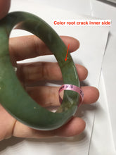 Load image into Gallery viewer, 56mm Certified Type A 100% Natural Pine Green subtle mottling russet accent Jadeite bangle KS40-1642

