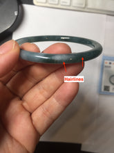Load image into Gallery viewer, 57.6mm Certified Type A 100% Natural dark green blue gray black slim round cut Guatemala Jadeite bangle PJ5-4321
