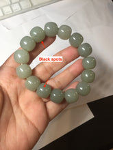 Load image into Gallery viewer, 14x13mm 100% Natural light green/gray vintage style nephrite Jade bead bracelet HF28
