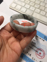 Load image into Gallery viewer, 50.8mm Certified type A 100% Natural sunny green/white/purple Little Wildflower thin square Jadeite Jade bangle PA252-6917
