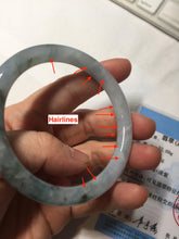 Load image into Gallery viewer, 56.3mm Certified Type A 100% Natural dark green/purple/gray round cut Jadeite bangle AA129-6929
