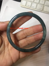 Load image into Gallery viewer, 58.5mm Certified Type A 100% Natural light black/green/gray/purple Guatemala slim round cut Jadeite bangle PJ77-0655

