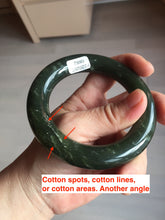 Load image into Gallery viewer, 55.5mm certified 100% Natural dark green/gray/black chubby round cut nephrite Jade bangle HF85-0882
