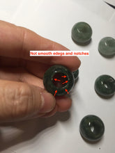 Load image into Gallery viewer, 20(16)x12.9(12.4)mm Type A 100% Natural dark green/gray/black(老油青) donut shape Jadeite Jade LuluTong (Every road is smooth) bead pendant PD195
