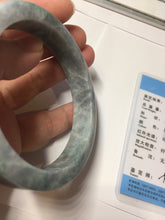 Load image into Gallery viewer, 56-58mm Certified Type A 100% Natural Dark Green Purple Gray Monet's Pond Square Jadeite Jade Bangle group GL61
