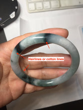 Load image into Gallery viewer, 55.6mm Certified Type A 100% Natural Dark Green Blue Gray Black Moonlit Ink (水墨月色) Round Cut Jadeite Jade Bangle AZ142-0750
