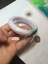 Load image into Gallery viewer, 54mm Certified 100% natural Type A olive green/white/purple jadeite jade bangle AX96-5190
