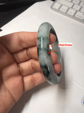 Load image into Gallery viewer, 54.3mm Certified Type A 100% Natural icy watery dark green/white//black Jadeite Jade bangle BM8-8573
