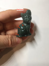 Load image into Gallery viewer, 100% Natural green/blue/gray/black Guatemala jadeite Jade cat desk decor/worry stone PF7
