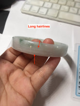 Load image into Gallery viewer, 68.3mm certified 100% natural Type A ligit green white with green floating flowers thin jadeite jade bangle AZ173-1027
