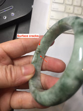 Load image into Gallery viewer, 55.2mm certified Type A 100% Natural dark green gray Jadeite Jade bangle BS113-6644
