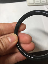 Load image into Gallery viewer, 51.5mm Certified Type A 100% Natural dark green/black/gray Guatemala slim round cut Jadeite bangle GL30-30-0452
