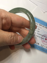 Load image into Gallery viewer, 57.2mm certified Type A 100% Natural icy watery dark green gray Jadeite Jade bangle PC14-0371
