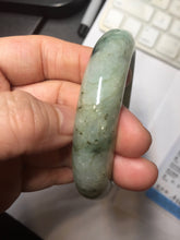 Load image into Gallery viewer, 58mm certified Type A 100% Natural light green gray chubby Jadeite Jade bangle BS117-6632
