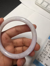 Load image into Gallery viewer, 56.5mm certified Type A 100% Natural purple white oval Jadeite Jade bangle BQ75-4930
