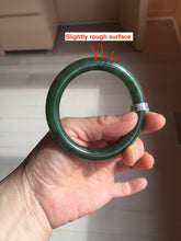 Load image into Gallery viewer, 53.3mm 100% Natural dark green/black round cut nephrite (碧玉) bangle HN98
