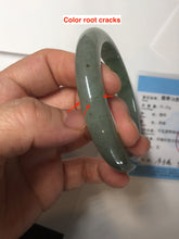 Load image into Gallery viewer, 57.2mm certified Type A 100% Natural icy watery dark green gray Jadeite Jade bangle PC15-0368
