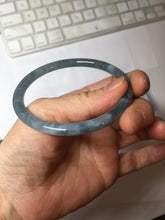 Load image into Gallery viewer, 58.5mm Certified Type A 100% Natural dark green/blue/gray Guatemala slim round cut Jadeite bangle PH7-2347
