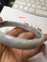 Load image into Gallery viewer, 78.5mm certified Type A 100% Natural light green sunny green purple white plus size flat style Jadeite Jade bangle J131-2213
