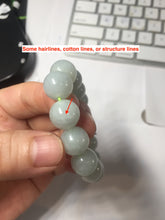Load image into Gallery viewer, 12mm size 50-54mm 100% natural type A light green white jadeite jade beads bracelet AZ191
