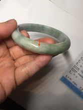 Load image into Gallery viewer, 55.7mm certified 100% natural type A green/yellow/gray jadeite jade bangle AU53-0246
