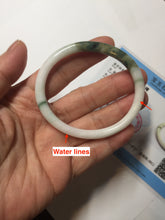 Load image into Gallery viewer, 49mm certified 100% natural Type A dark green white camouflage color oval round cut jadeite jade bangle BG81-3935
