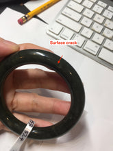 Load image into Gallery viewer, 57.4mm certified 100% Natural dark green/black chubby round cut nephrite bangle HN187-0153
