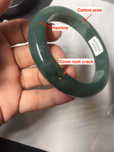 Load image into Gallery viewer, 57.2mm Certified type A 100% Natural oily dark green (老油青) blue gray black Mountains Afar (远山)Jadeite bangle PC260-0550

