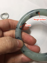 Load image into Gallery viewer, 58.3mm Certified Type A 100% Natural light green with flying dark green flowers chubby round cut Jadeite bangle PE20-5954
